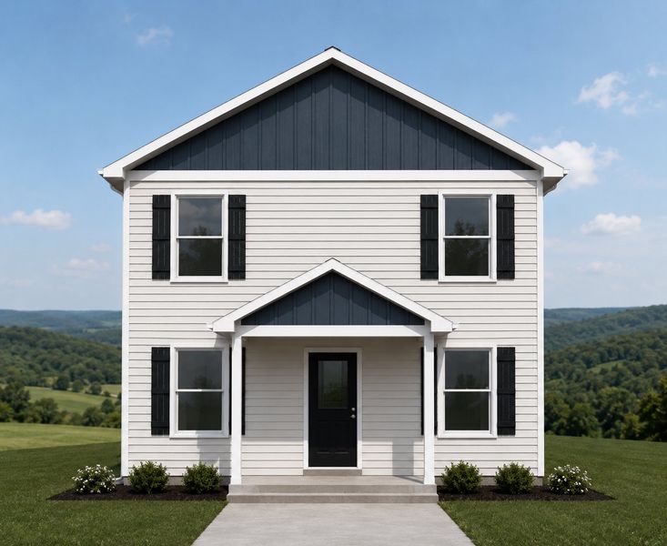 Representative exterior photo of a completed home built from the Branson by Enchanted Homes in Arcadia Village, Spartanburg, SC (Image 2). Representative exterior photo of a completed home built from the Branson by Enchanted Homes in Arcadia Village, Spartanburg, SC (Image 2).