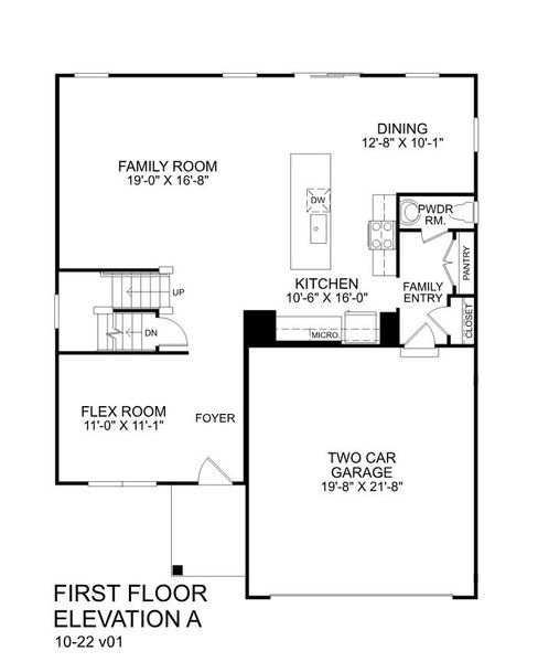 2D floor plan layout for the Columbia by Ryan Homes in Eagles Crest, Jefferson, GA (Image 2).