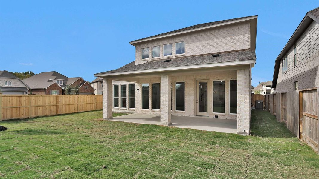 Exterior details and patio area of a home in Meridiana 55', Manvel (Image 2). Exterior details and patio area of a home in Meridiana 55', Manvel (Image 2).