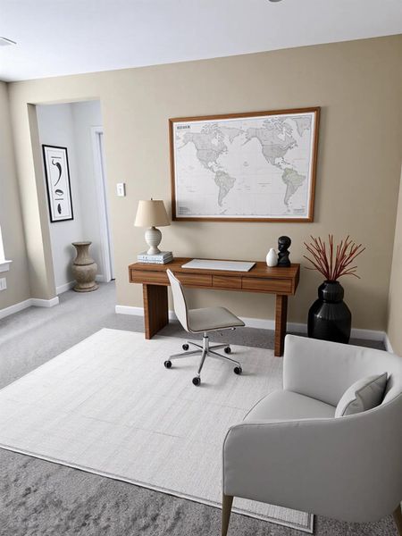 Upstairs features of flex room, which can be an office. Upstairs features of flex room, which can be an office.