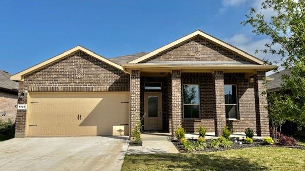 Front Elevation - D.R. Horton's Carlsbad Floorplan - Elevation D - All Home and community information, including pricing, included features, terms, availability and amenities, are subject to change at any time without notice or obligation. All Drawings, pictures, photographs, video, square footages, floor plans, elevations, features, colors and sizes are approximate for illustration purposes only and will vary from the homes as built.