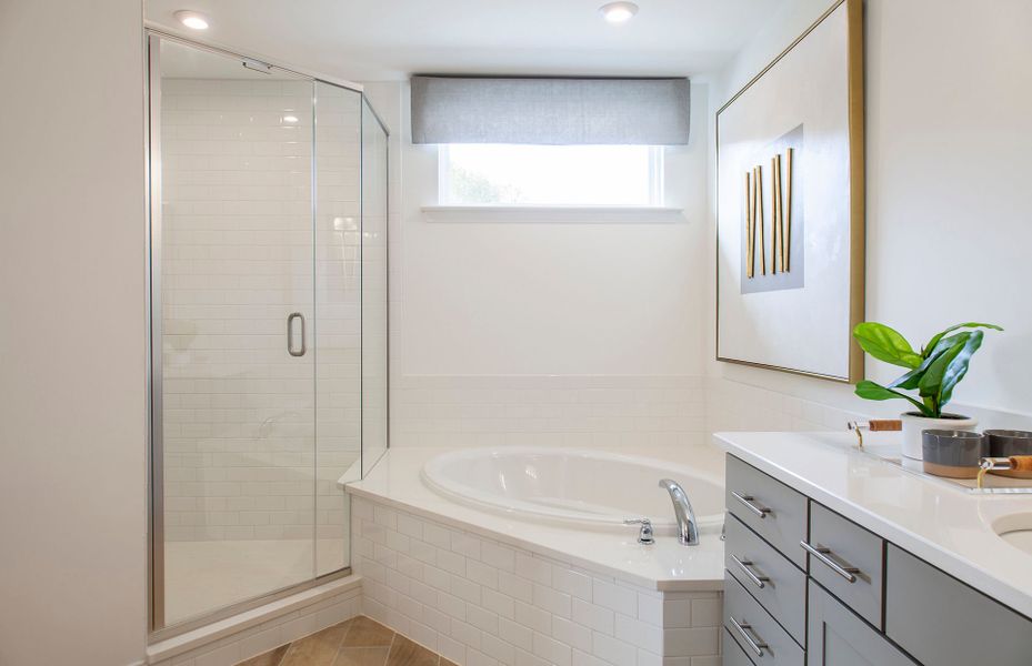 Owner's Bath Option 5 features tiled shower, soaki