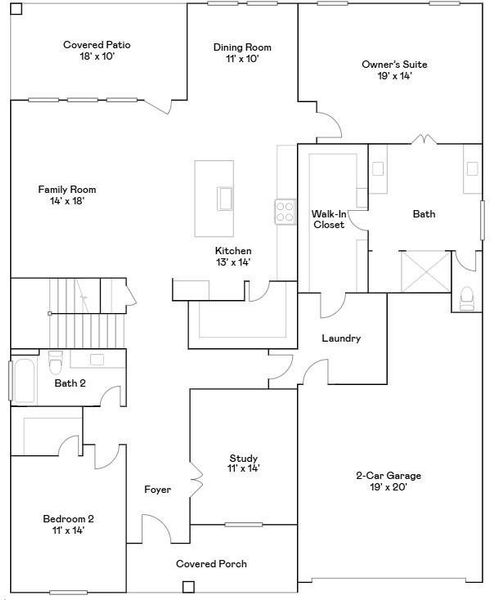 2D floor plan layout of this home in Jordan Ranch, Fulshear, TX (Image 2).