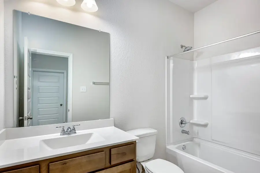 The Davenport II- Hall Bath/Secondary Bath Downstairs. Sample floor plan photo used for illustrative purposes only. Upgrades, selections options, and colors will vary. The Davenport II- Hall Bath/Secondary Bath Downstairs. Sample floor plan photo used for illustrative purposes only. Upgrades, selections options, and colors will vary.