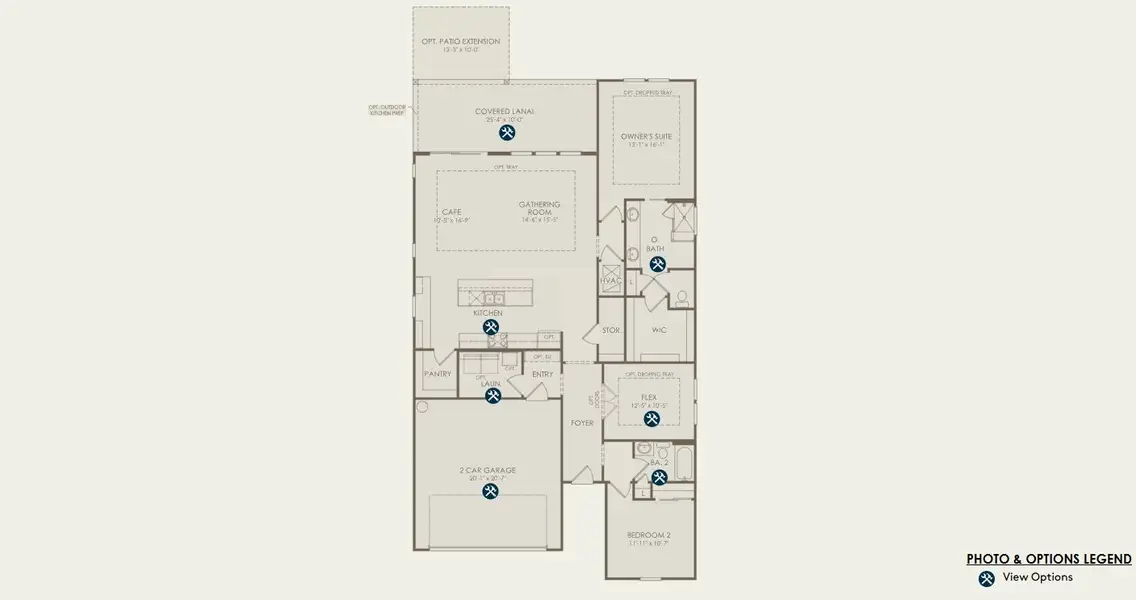 2D floor plan layout for the Palmary by Pulte Homes in Lakeview Estates, Palm Coast, FL (Image 4).