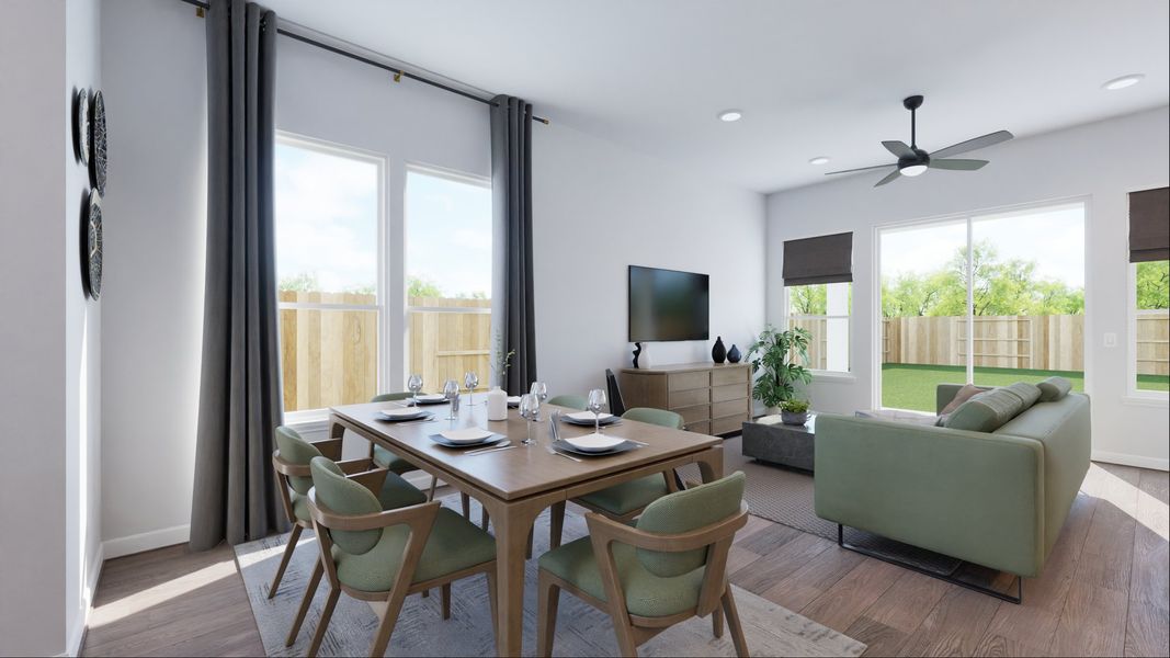 Representative furnished interior of a home built from the Dominic by New Home Co. in The Villas Collection at Novel, Austin (Image 5).