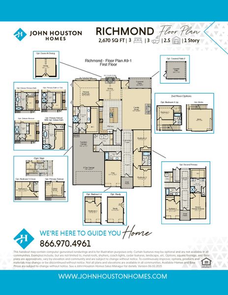 2D floor plan layout for the Richmond by John Houston Homes in BridgeWater - Phase 1, Midlothian, TX (Image 3).