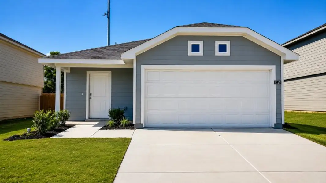 Front exterior of a new home in Sunnycreek, Crowley, TX, highlighting curb appeal (Image 1). Front exterior of a new home in Sunnycreek, Crowley, TX, highlighting curb appeal (Image 1).