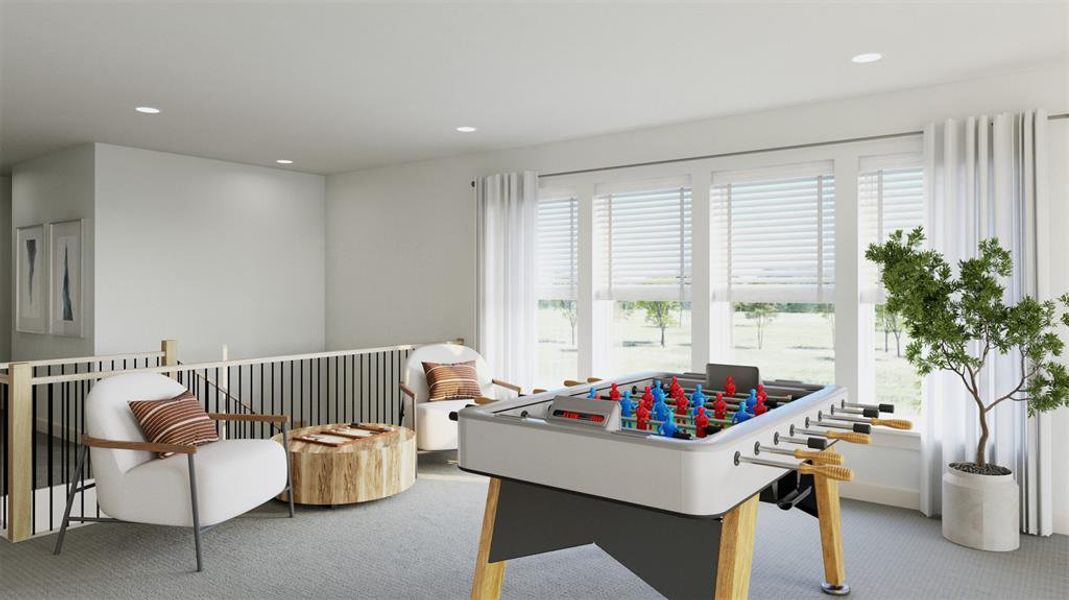 Tons of family fun to be had in this wonderful, light filled game room!  VIRTUALLY STAGED RENDERING