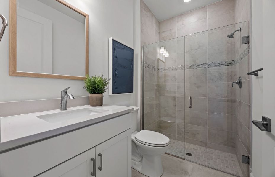 Secondary bathroom with glass shower Secondary bathroom with glass shower