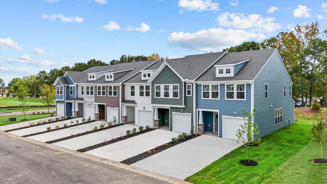 Vibrant townhome exteriors in a thoughtfully planned community near city conveniences in Spartanburg, SC
