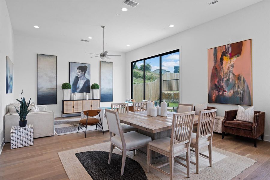 The flexibility of the space with the dining flowing seamlessly into the living is perfect for entertaining.