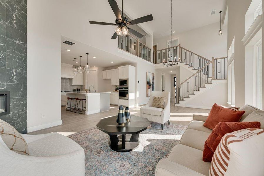 Furnished interior view inside a new home in Trails at Cottonwood Creek, Rowlett (Image 7). Furnished interior view inside a new home in Trails at Cottonwood Creek, Rowlett (Image 7).