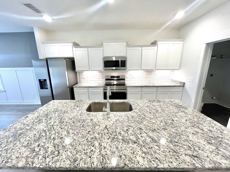 This large island add lots of counter space for entertaining This large island add lots of counter space for entertaining