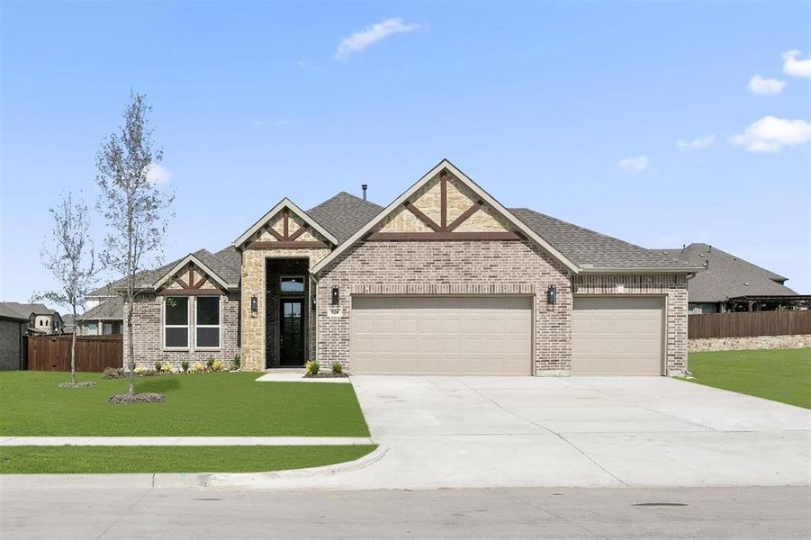 Front exterior of a new home in Grayhawk Addition, Forney, TX, highlighting curb appeal (Image 25).
