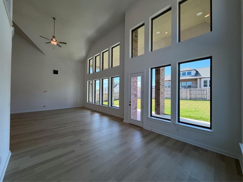 Family Room with soaring ceiling