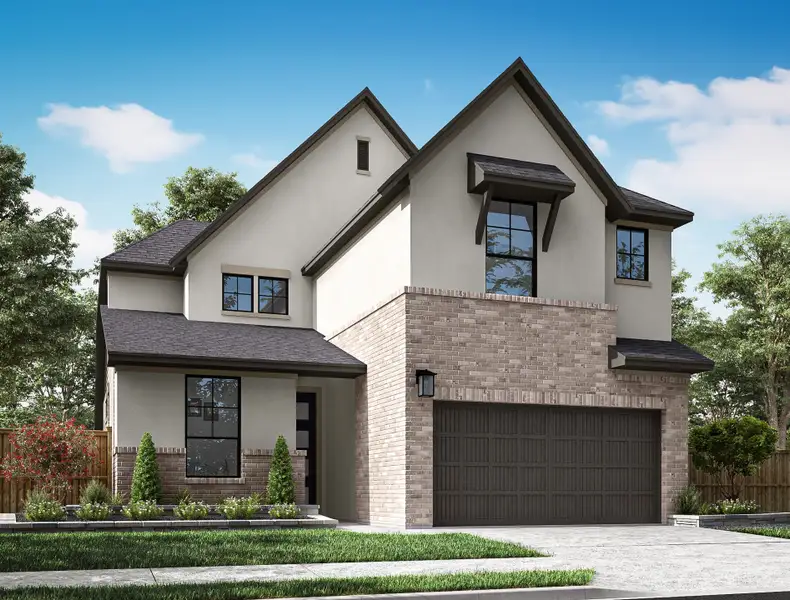 Front exterior of a new home in Woodson’s Reserve, Spring, TX, highlighting curb appeal (Image 1). Front exterior of a new home in Woodson’s Reserve, Spring, TX, highlighting curb appeal (Image 1).