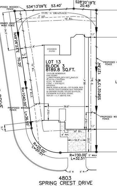 4803 Spring Crest Drive preliminary plot plan