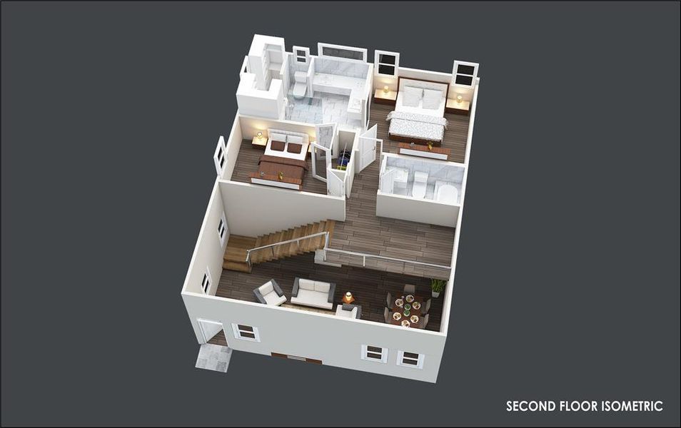 2nd floor 3D rendering.