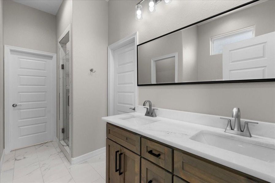 Master bathroom off of master bedroom.