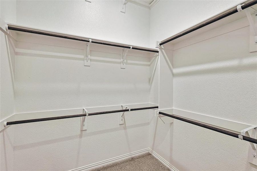 Spacious closet with carpet floors