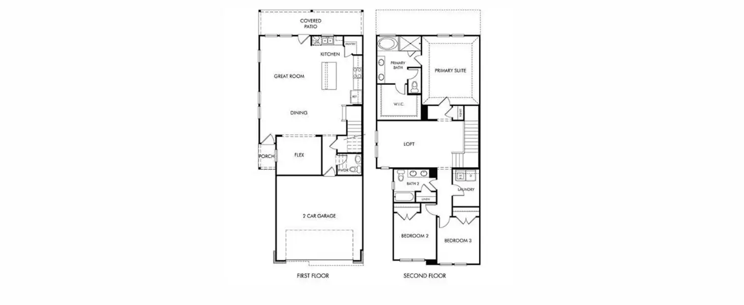 2D floor plan layout of this home in Pinewood Trails - City Series, Atascocita, TX (Image 2). 2D floor plan layout of this home in Pinewood Trails - City Series, Atascocita, TX (Image 2).