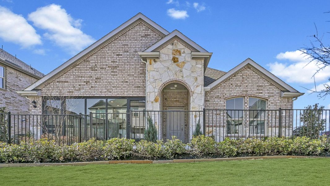 Representative exterior photo of a completed home built from the Bentworth by D.R. Horton in Bel Air Village, Sherman, TX (Image 1). Representative exterior photo of a completed home built from the Bentworth by D.R. Horton in Bel Air Village, Sherman, TX (Image 1).