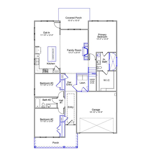 2D floor plan layout of this home in Gates at Windermere, Blythewood, SC (Image 3).
