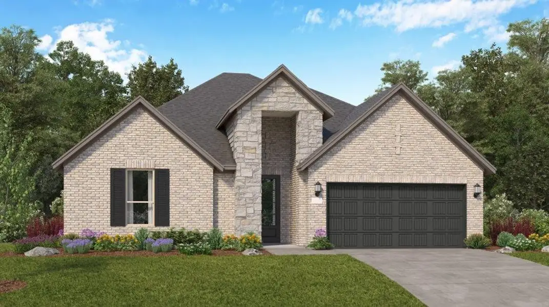 Front exterior of a new home in Still Creek Ranch: Fairway Collection, Richmond, TX, highlighting curb appeal (Image 1).