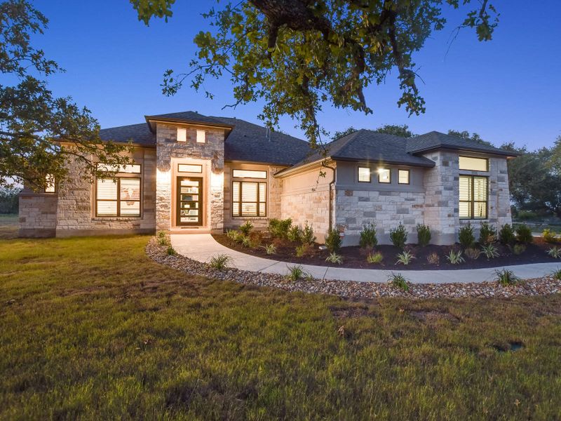 Representative exterior photo of a completed home built from the San Simeon I by Giddens Homes in Clearwater Ranch, Liberty Hill, TX (Image 27).