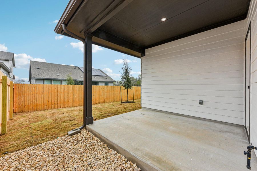 Exterior details and patio area of a home in Sage Hollow, Kyle (Image 18). Exterior details and patio area of a home in Sage Hollow, Kyle (Image 18).