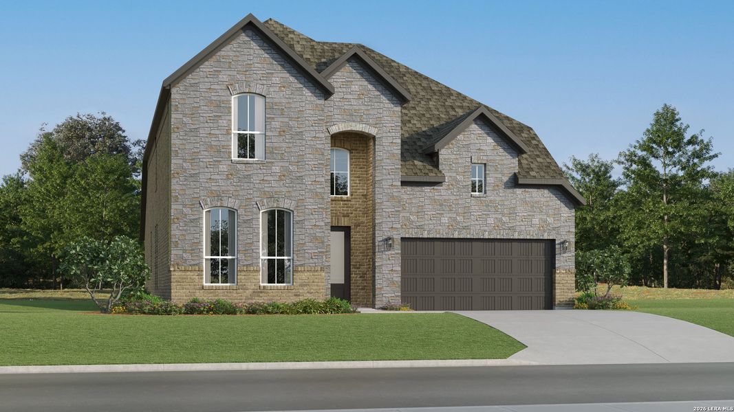 Front exterior of a new home in Gatehouse, New Braunfels, TX, highlighting curb appeal (Image 22).
