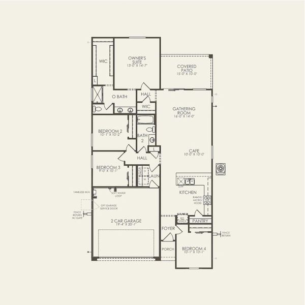 2D floor plan layout for the Hummingbird by Pulte Homes in Alamar, Avondale, AZ (Image 3).