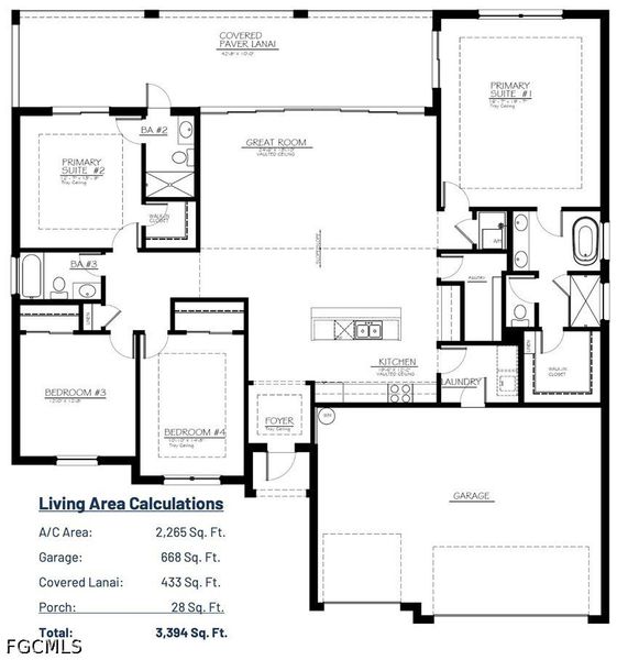 2D floor plan layout of this home in Cape Coral, Cape Coral, FL (Image 4).