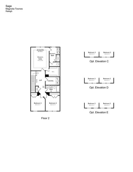 2D floor plan layout of this home in Magnolia Townes, Wendell, NC (Image 3).