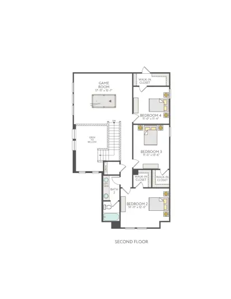 2D floor plan layout of this home in Terrace Collection At Turner's Crossing, Buda, TX (Image 4).