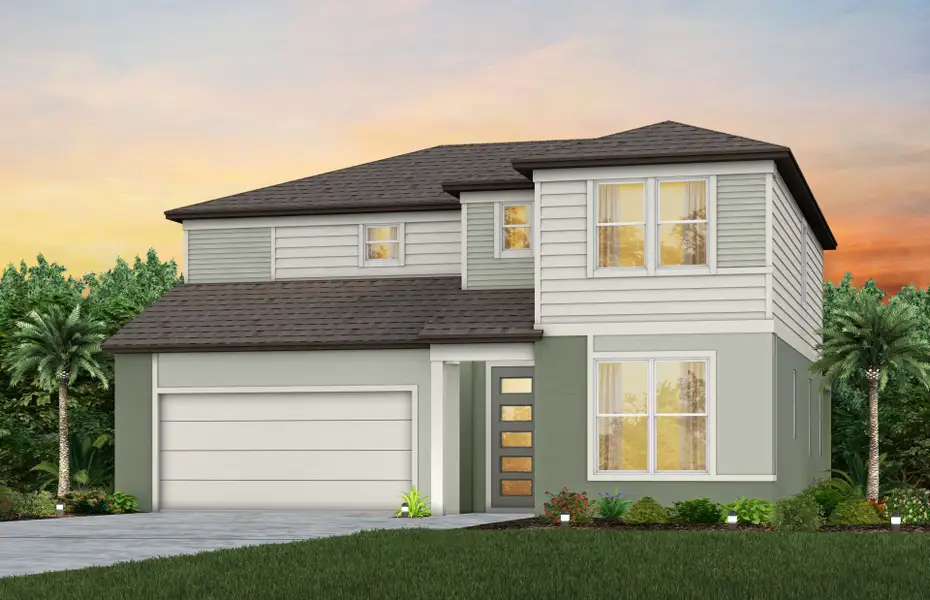Representative exterior photo of a completed home built from the Umbria by Pulte Homes in Riversong, Parrish, FL (Image 3). Representative exterior photo of a completed home built from the Umbria by Pulte Homes in Riversong, Parrish, FL (Image 3).