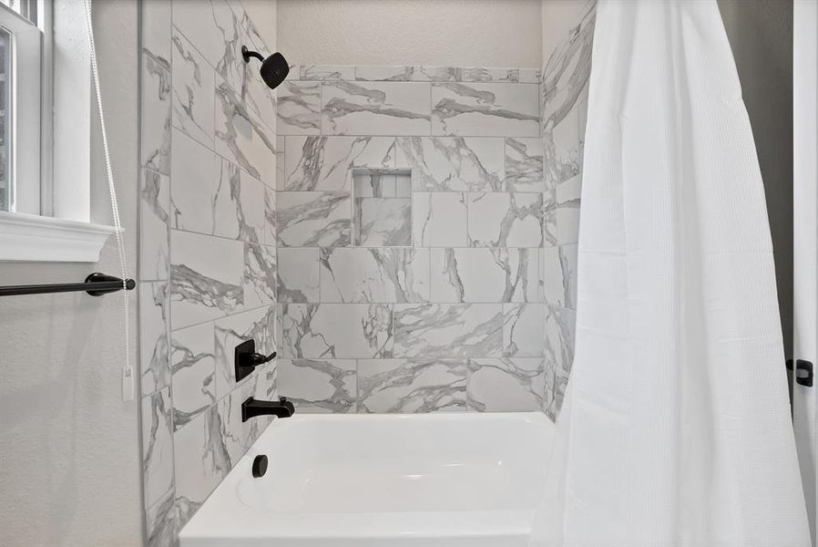 Full bath with shower / bath combo with shower curtain Full bath with shower / bath combo with shower curtain