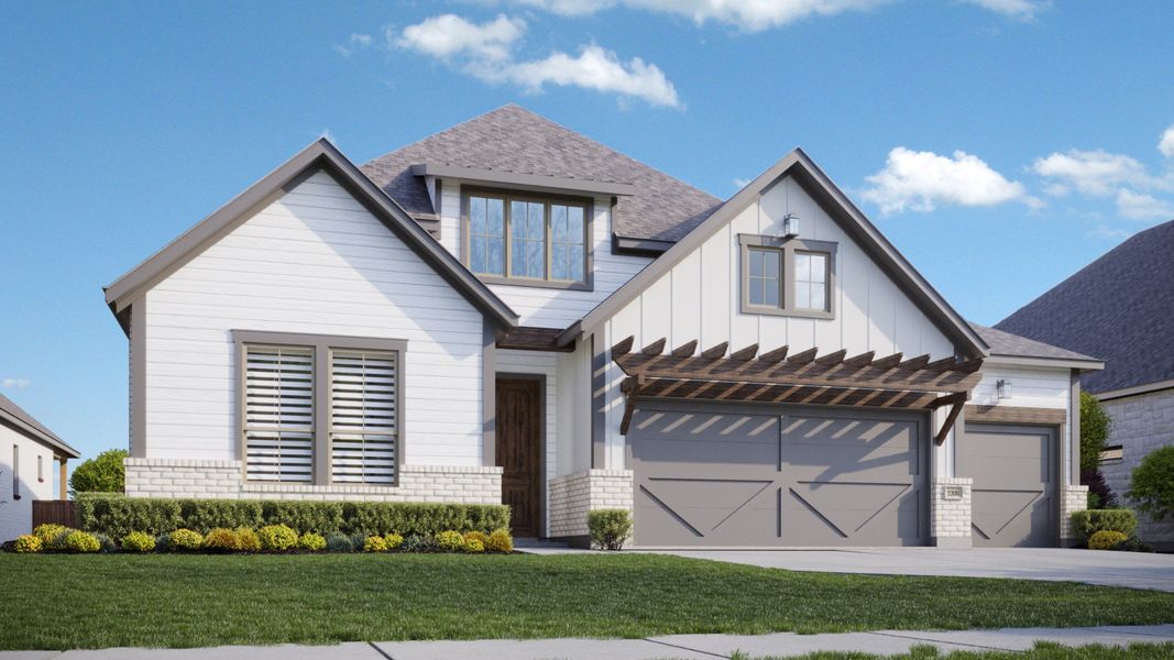 Representative exterior photo of a completed home built from the Vanderbilt by DRB Homes in Lakeshore Bluffs, Shady Shores, TX (Image 7).