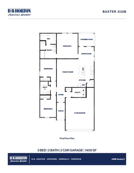 2D floor plan layout for the Baxter by D.R. Horton in Madeley Creek Preserve, Conroe, TX (Image 4). 2D floor plan layout for the Baxter by D.R. Horton in Madeley Creek Preserve, Conroe, TX (Image 4).