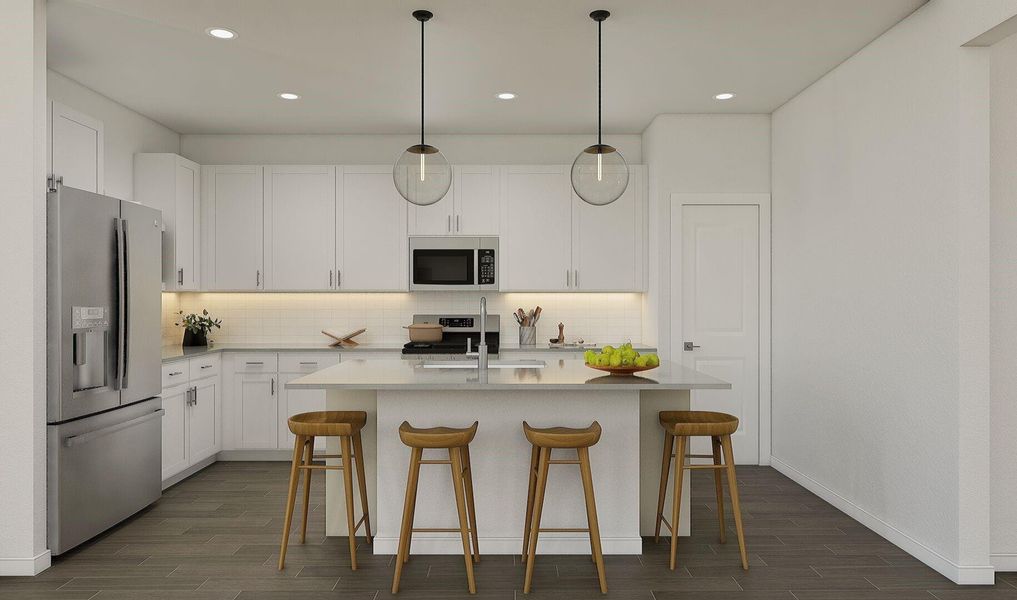 Gourmet island kitchen (*Artist rendering used for illustration purposes only.)