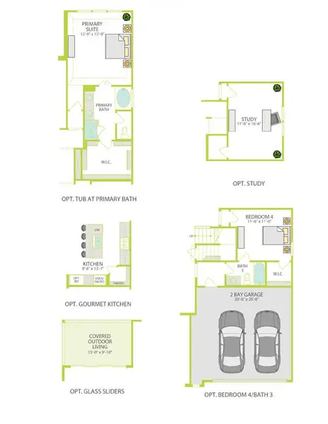 2D floor plan layout of this home in Terrace Collection at Lariat, Liberty Hill, TX (Image 5). 2D floor plan layout of this home in Terrace Collection at Lariat, Liberty Hill, TX (Image 5).
