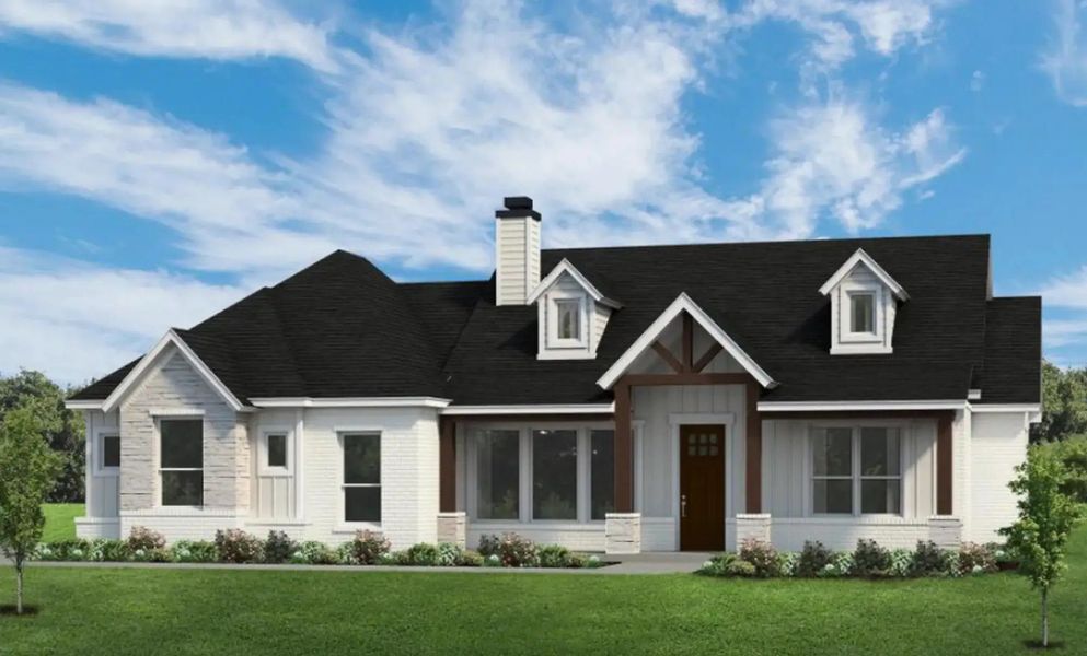 Representative exterior photo of a completed home built from the The Paxton by Elmwood Custom Homes in Waterfall Ranch Estates, Waxahachie, TX (Image 6).