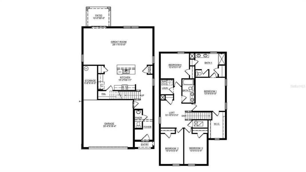 2D floor plan layout of this home in Deerbrook, Land O' Lakes, FL (Image 5).