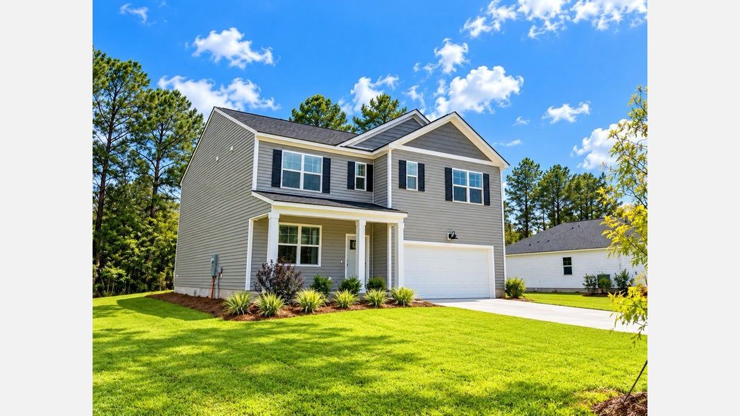 Front exterior of a new home in Cypress Landing, Hardeeville, SC, highlighting curb appeal (Image 24). Front exterior of a new home in Cypress Landing, Hardeeville, SC, highlighting curb appeal (Image 24).