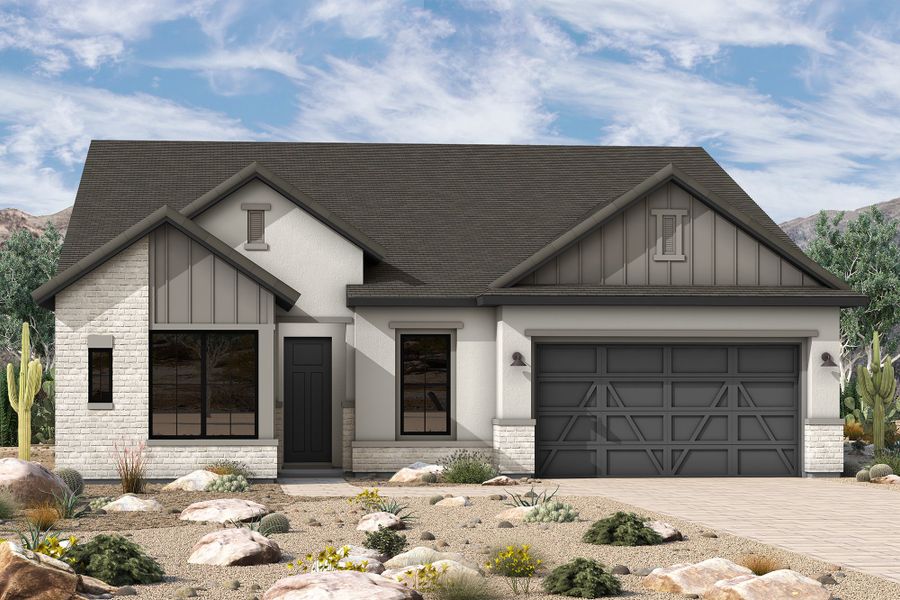 Representative exterior photo of a completed home built from the The Saltbush by David Weekley Homes in Skyline at Verrado Regent Hills, Buckeye, AZ (Image 14).