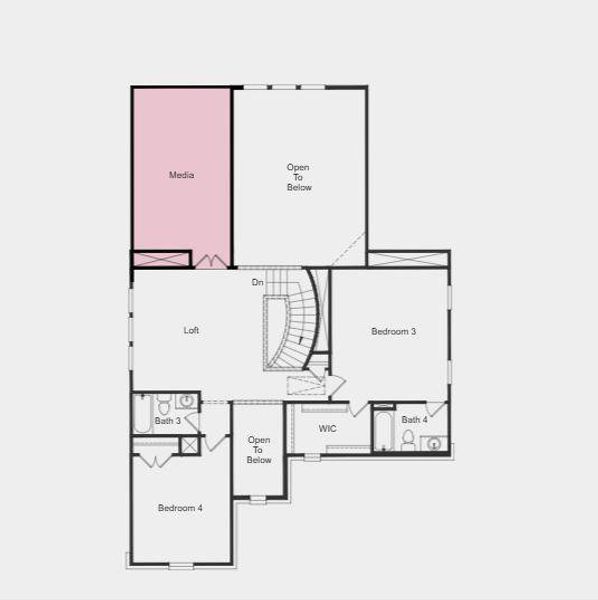 Structural options added include: Gourmet kitchen, study in place of flex, media room, large shower at primary bath, and door at primary closet to laundry.