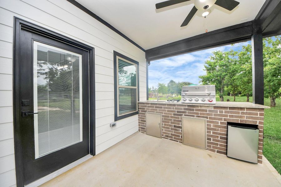 Great outdoor patio space perfect for hosting gatherings and grill is also included.