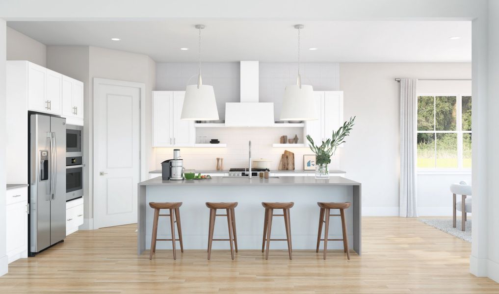 Kitchen with pendant lighting