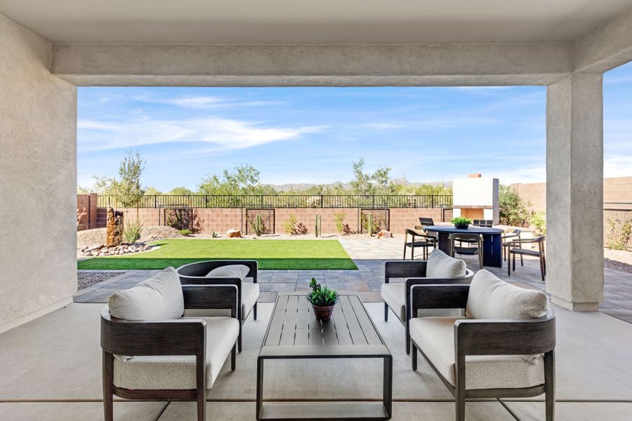 Representative exterior details of a home built from the Hibiscus by Mattamy Homes in Tavira at Twin Peaks, Oro Valley (Image 26).